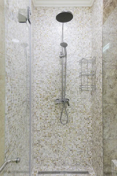 Chrome Shower System Modern Shower Room Interior — Stock Photo, Image