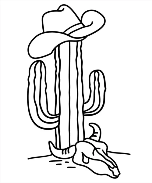 Christmas Cactus Santa Hat Lights Vector Hand Drawn Illustration Isolated — Stock Vector