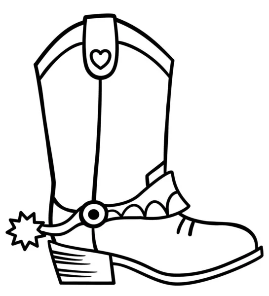 Cowboy Boots Vector Little Cowboy Boot Illustration Outline Style Coloring — Stok Vektör