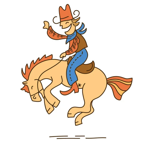 Cavaleiro Caricatura Vetor Colorido Ilustração Isolada Branco Vetor Engraçado Cowboy — Vetor de Stock
