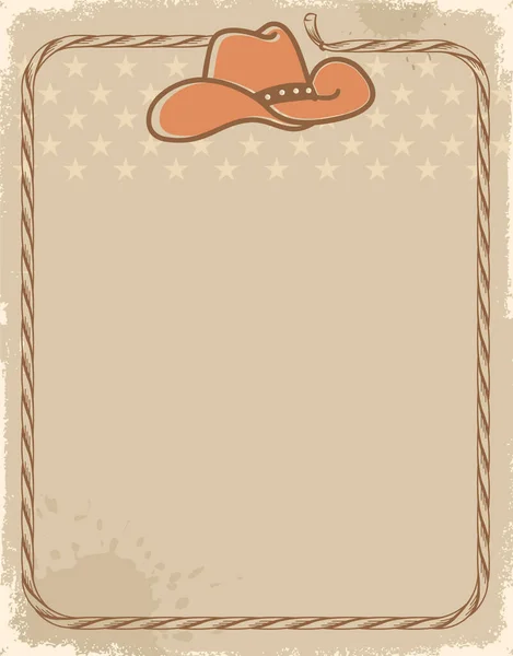 牛仔古董海报 头戴牛仔帽 头戴钢丝绳 文字或设计的矢量西图背景 — 图库矢量图片