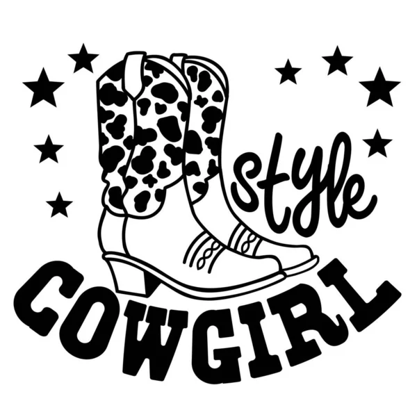 Cowgirl Csizma Vektor Illusztráció Elszigetelt Fehér Vektor Nyomtatható Cowboy Csizma Stock Vektor