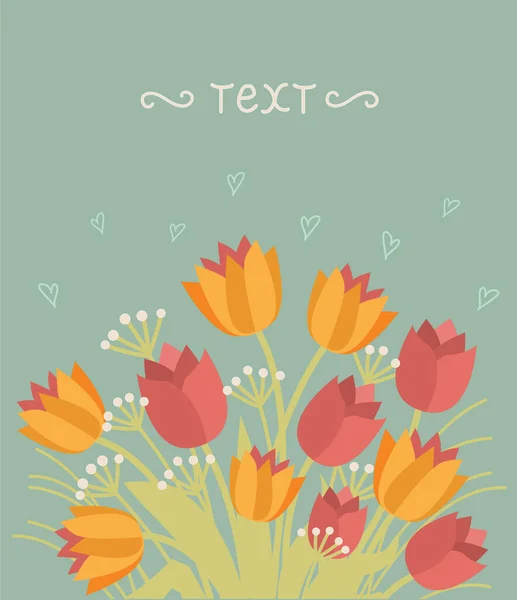 Grußkarte Mit Tulpen Vector Vintage Blumen Karte Hintergrund Für Text — Stockvektor
