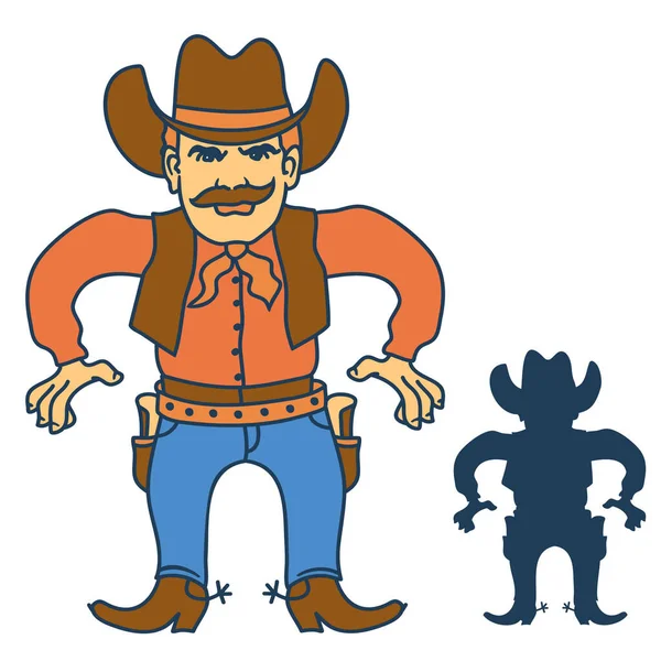 Cowboy Holding Guns Colors Vector Isolated White Wild West Gunslinger — Stock Vector