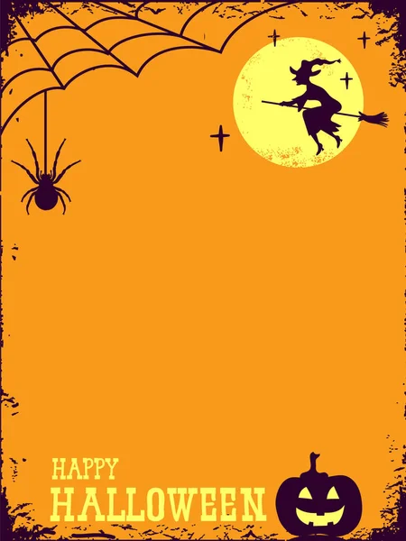 Щасливий Постер Хеллоуїна Тексту Або Дизайну Інтернетом Павуками Відьмою — стоковий вектор