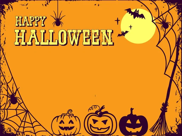 Buon Halloween Poster Sfondo Testo Design Con Web Ragni Strega — Vettoriale Stock