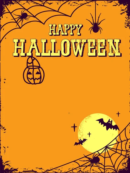 Щасливий Постер Хеллоуїна Тексту Або Дизайну Інтернетом Павуками Відьмою — стоковий вектор