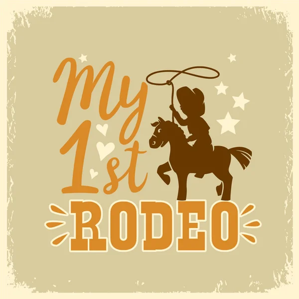 Minha Primeira Ilustração Cores Vetoriais Rodeio Imprimível Cowboy Com Laço — Vetor de Stock