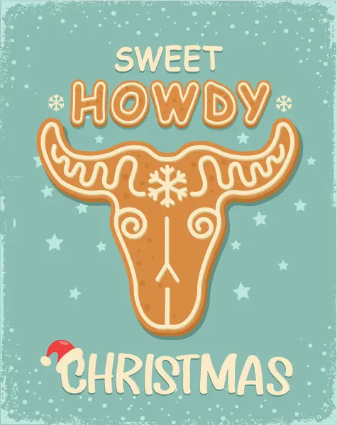 Western Christmas Santa Cowboy Laarzen Hoed Paardrijden Vector Hand Getekend — Stockvector