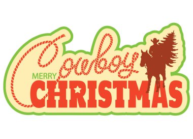 Cowboy Christmas background with Cowboy Christmas text. Cowboy boots and rope text on vintage old paper background. This design captures the spirit of country style Christmas vintage card background. clipart