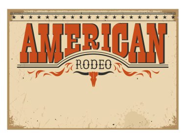 Amerikan kovboy rodeo poster tasarımı için eski kağıt dokusu üzerinde metin için