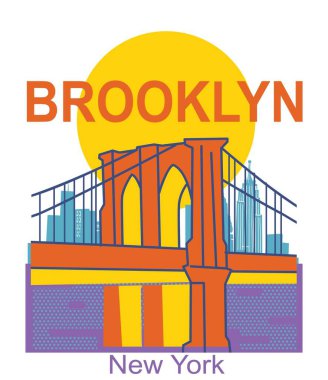 New York Skyline vektör retro Posteri. Manhattan el tasarım, web sitesi, sunum, kartlar için eski kağıt arkaplan dokusu üzerine New York illüstrasyonunu çizdi