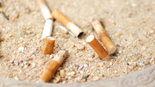Mozziconi Sigaretta Bidone Con Sabbia — Video Stock
