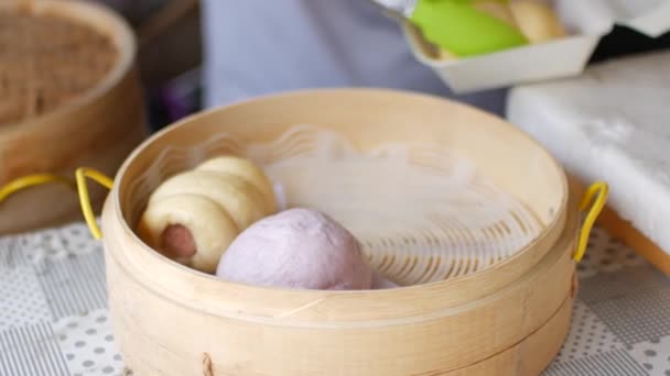 Pâtisseries Chinoises Vapeur Baozi Vapeur — Video