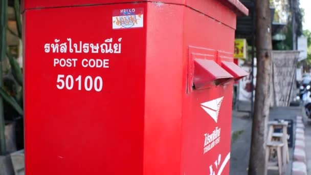 Red Street Box Писем Почты Таиланд — стоковое видео