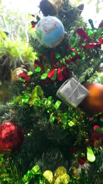 Γιορτάστε Πνεύμα Των Διακοπών Ένα Όμορφα Διακοσμημένο Χριστουγεννιάτικο Δέντρο Στολισμένο — Αρχείο Βίντεο