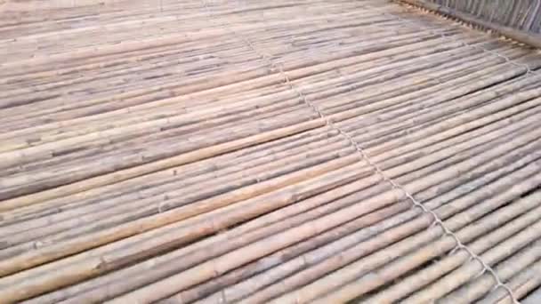 Rustikální Kouzlo Bambusového Mostu Který Přechází Jemnou Řeku — Stock video