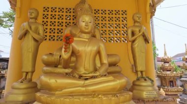 Buda heykellerinin kutsal güzelliğine tanık olun. Vesak 'taki tapınağı süsleyen, Buda' nın doğuşunu anan ve Budizm 'in özünü büyük bir saygıyla yayan..