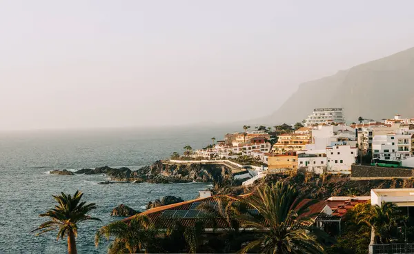 Hotel Vista Desde Azotea Atardecer Islas Canarias Fotos de stock