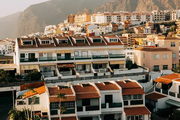 Pemandangan Puncak Hotel Sunset Kepulauan Canary Stok Foto