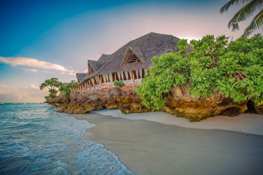 Tanzanya, zanzibar plajda kristal berraklığında suları
