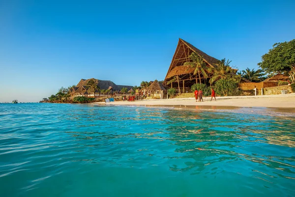 Kristalhelder Water Zanzibar Beach Tanzania Stockfoto