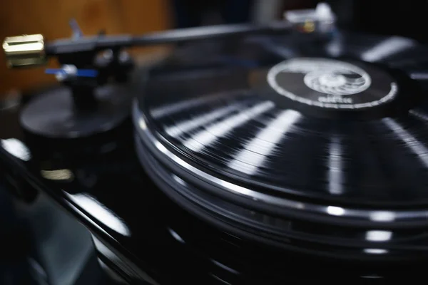 Turntable Player Vinyl Record Listen Classic Music High Fidelity — Stock Photo, Image