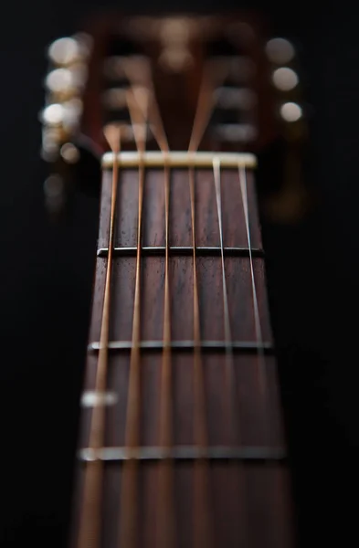 Acoustic Guitar Neck Strings Close Play Classic Rock Music Professional — Fotografia de Stock
