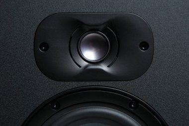 Professional studio monitor speaker in close up. Hi fi sound system for musical production