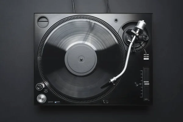 Turntable Flay Lay Turn Table Playing Vinyl Record Music — Stock Photo, Image