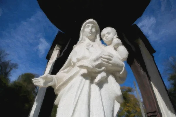 Estatua Iglesia Del Sepulcro Santo Ciudad Virgen María Del Salvador —  Fotos de Stock