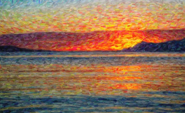 Закат Хорватском Побережье Европе Солнце Опускается Над Хребтом Адриатическом Море — стоковое фото