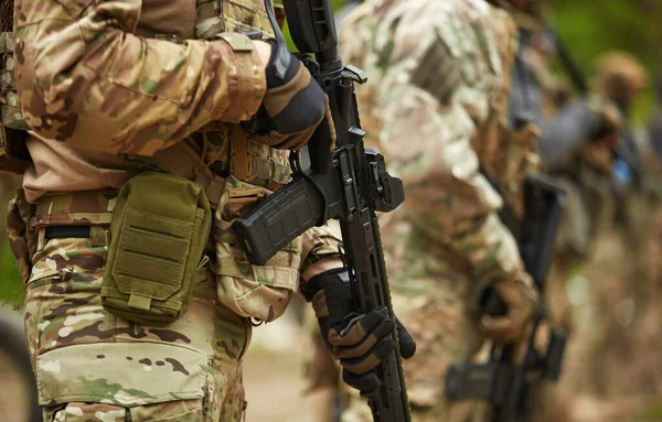 Grupo Soldados Ukrianos Equipados Com Treinamento Moderno Rifle Assalto Americano — Fotografia de Stock