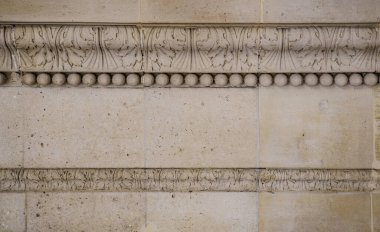 Tüm Tanrıların Tapınağı Pantheon 'un taş duvarlarının detayları. PARIS - 29 Nisan, 2019