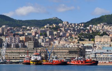 Ceneviz limanındaki sanayi gemileri. GENOVA - 1 Mayıs 2019