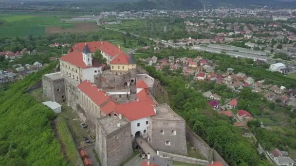 Palanok Kalesi Ukrayna Nın Ünlü Tarihi Simgesi Karpatlar Daki Yüzyıl — Stok video