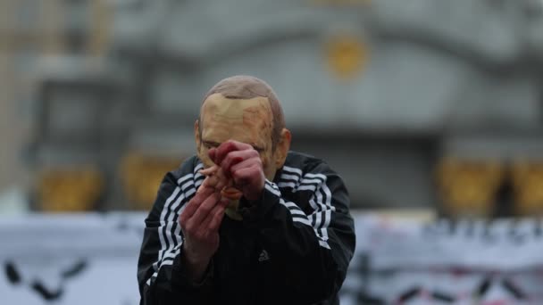 Vladimir Putin Sanat Gösterisinde Gösterilen Ukraynalı Çocukları Öldürmesine Hiciv Dünya — Stok video