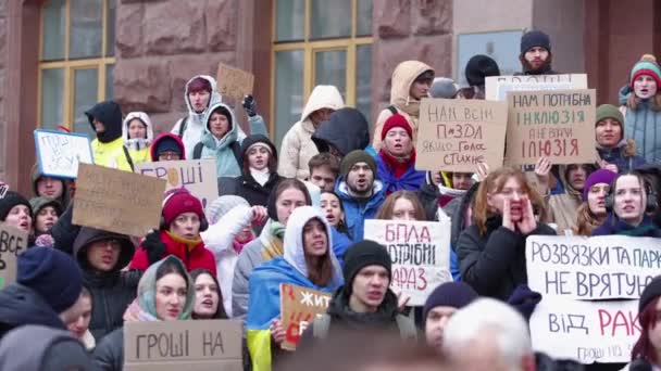 Ativistas Ucranianos Cantam Dinheiro Exército Vitória Juntos Uma Manifestação Dedicada — Vídeo de Stock