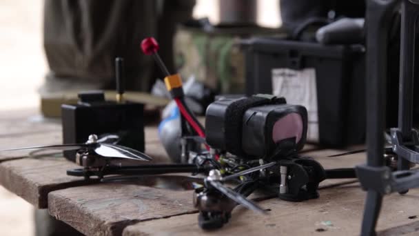 Kézzel Készített Fpv Drón Épült Ukrán Hadsereg Kijev Január 2024 — Stock videók