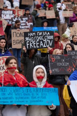 Activist holds a banner 