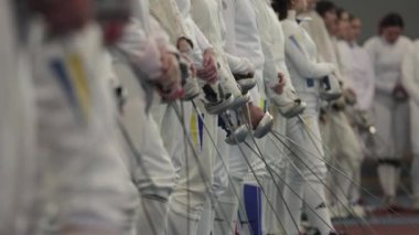 Ukrayna Milli Eskrim Takımı Ukrayna Şampiyonası 'nın açılışında. Kyiv - 30 Mart 2024