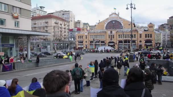 Ukrainarna Kräver Att Krigsfångar Friges Från Rysk Fångenskap Kiev Februari — Stockvideo