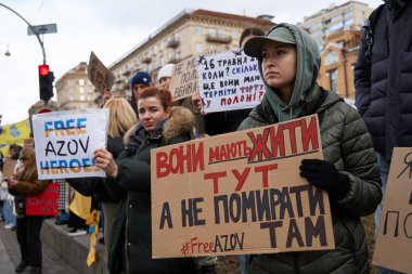 Ukraynalı aktivistler, savaş esirlerinin Rus esaretinden serbest bırakılmasını talep ediyorlar. Kyiv - 4 Şubat 2024