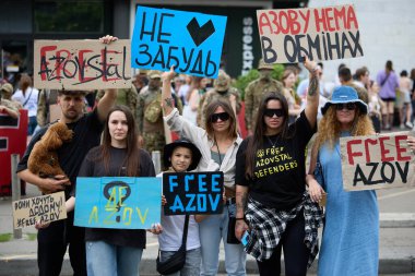 Ukraynalılar Azov tugay savaşçılarının Rus hapishanesinden salıverilmesi için gösteri yapıyorlar. Kyiv - 9 Haziran 2024