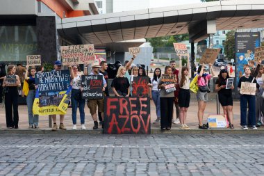 Ukraynalı eylemciler Azovstal savunucularının, Azov tugayının askerlerinin serbest bırakılması için gösteri yapıyorlar. Kyiv - 11 Ağustos 2024