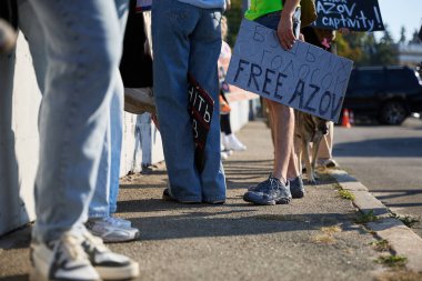 Ukraynalı aktivist, 22 Eylül 2024 'te Kyiv' de yapılan halk gösterisinde 