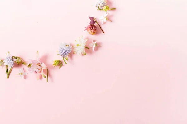 Flower Composition Wreath Pink Blue White Hydrangea Flowers Isolated White — 图库照片