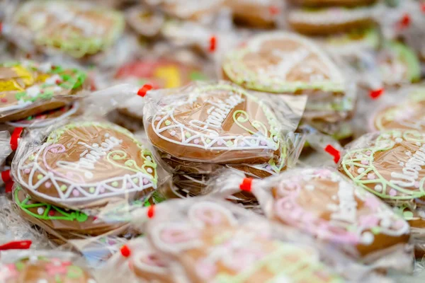Colorful Home Made Gingerbread Cookies Sold Kaziukas Annual Traditional Crafts — Stock Photo, Image