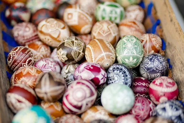 Vilnius Lithuania Maart 2022 Kleurrijke Handgemaakte Paaseieren Verkocht Jaarlijkse Traditionele — Stockfoto