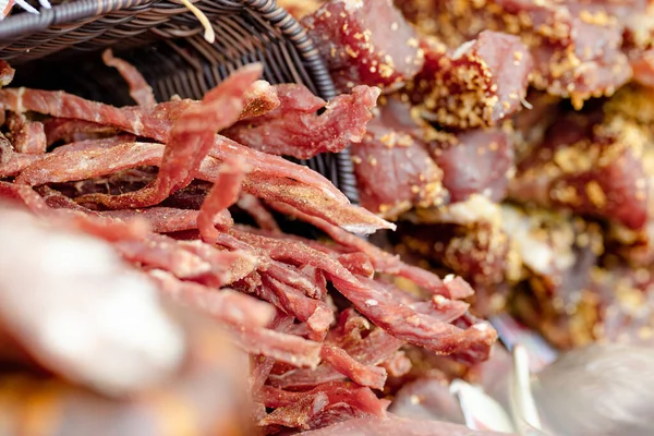 Selezione Carni Fatte Casa Assortite Carne Essiccata Salsicce Mercato Agricolo — Foto Stock